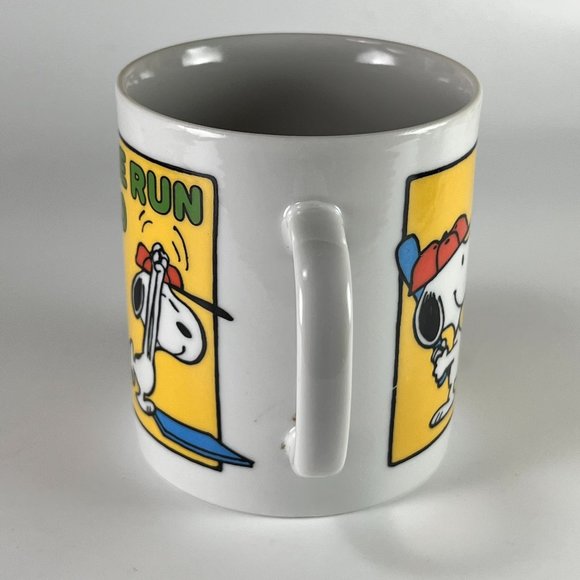Vtg Peanuts Snoopy Coffee Cup Mug Multicolor Home Run Hero Baseball Ceramic - Picture 4 of 11